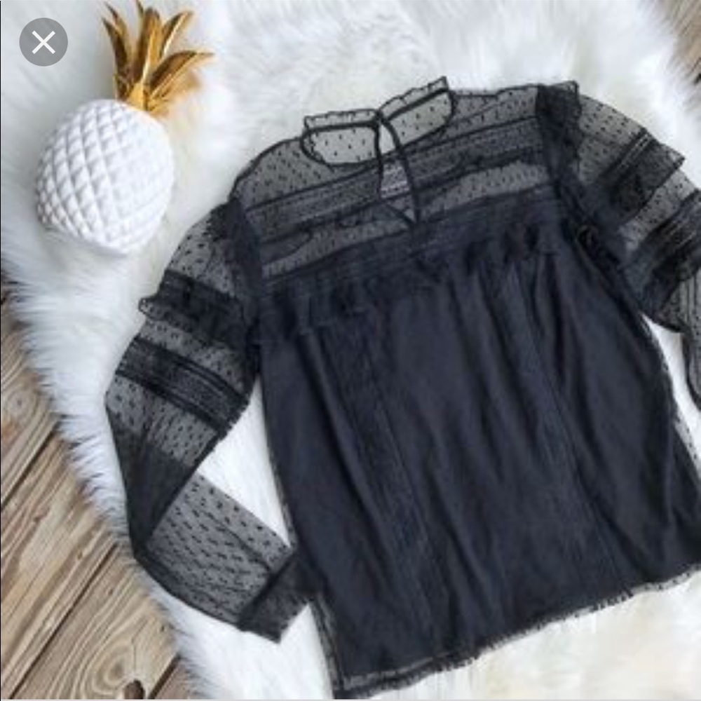 Express lace long sleeve ruffle top
